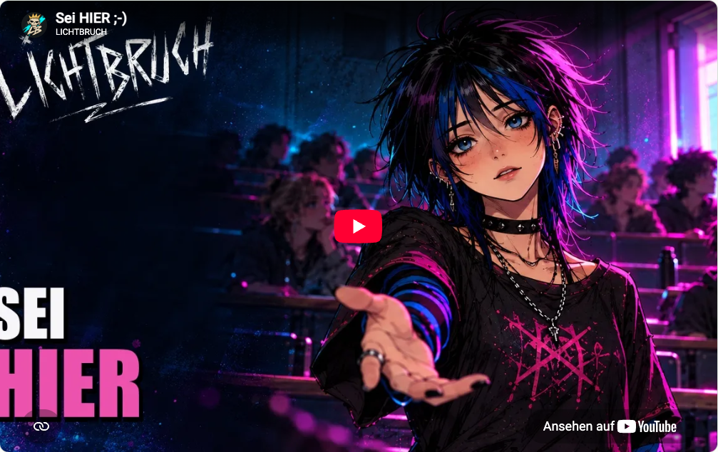 Screenshot des YouTube-Players zum Lichtbruch-Lied Sei hier