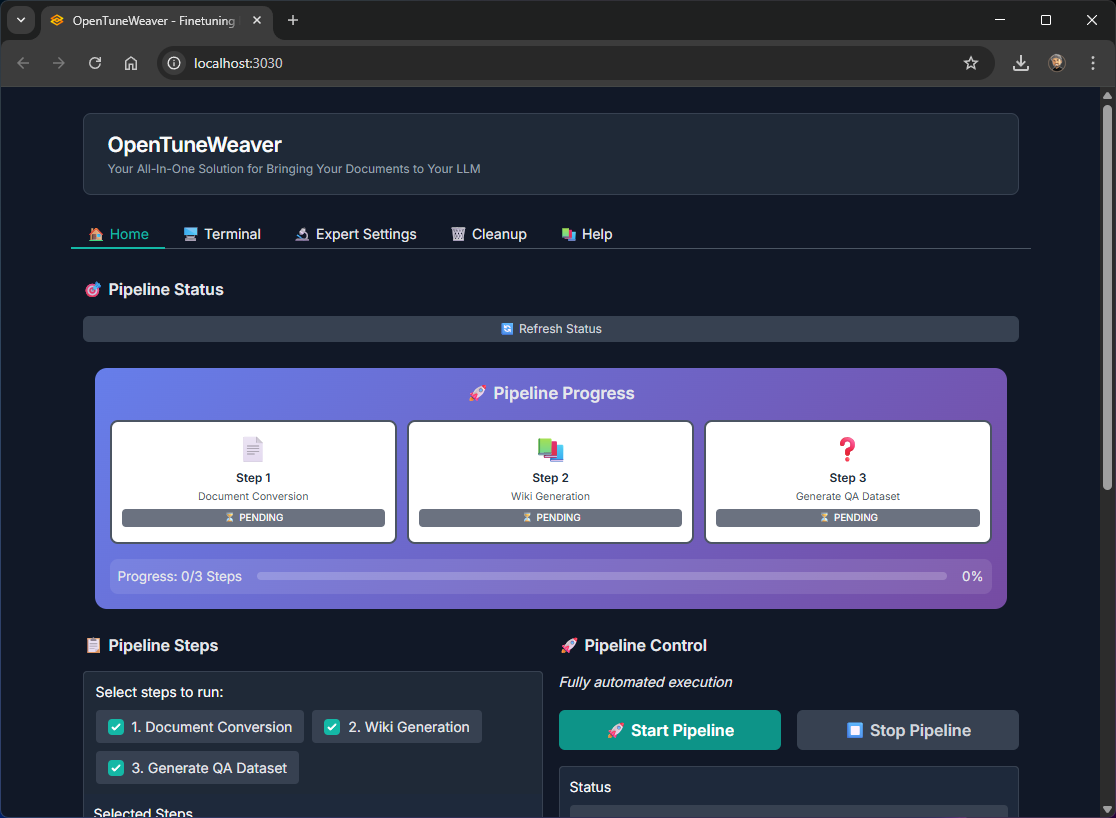Screenshot der OpenTuneWeaver-Pipeline