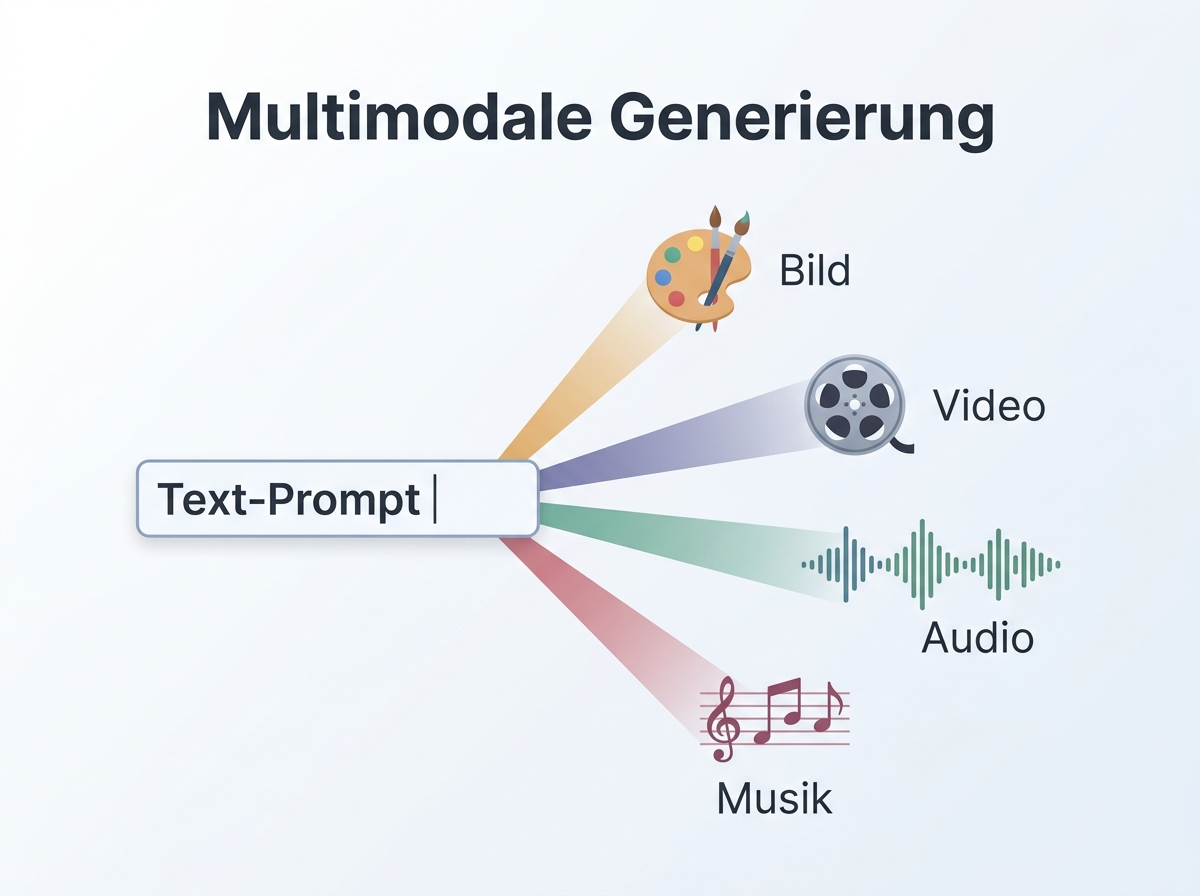 Mosaik aus künstlich generierten Gesichtern, Videoschnipseln und Audio-Wellenformen