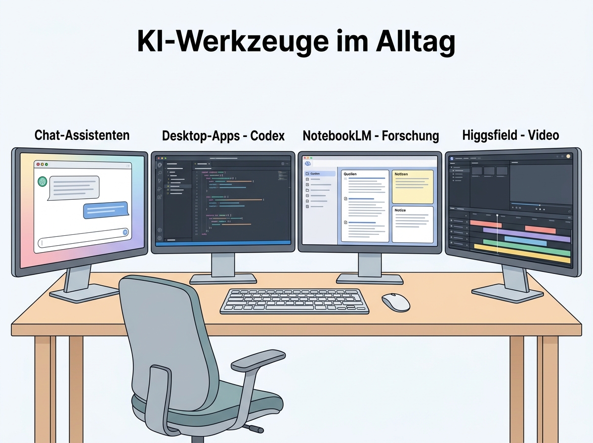 Übersichtskarte verschiedener KI-Plattformen und deren Spezialisierung