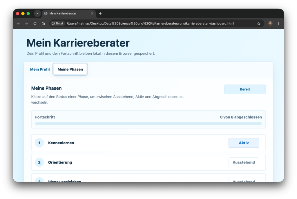 Screenshot von Mein Karriereberater